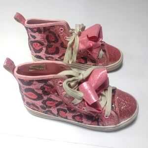 Pink Glitter Kids High-Top Sneakers Size 3
